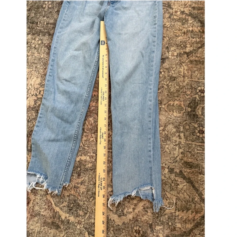Reformation High Rise Straight Leg Raw Hem Jeans Light Wash Blue Size 27